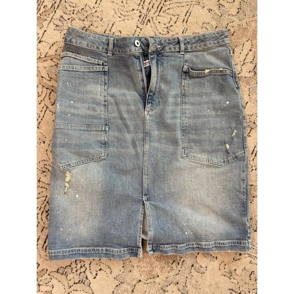 Pilcro and the Letterpress Anthropologie Denim Pencil‎ Skirt Size 14